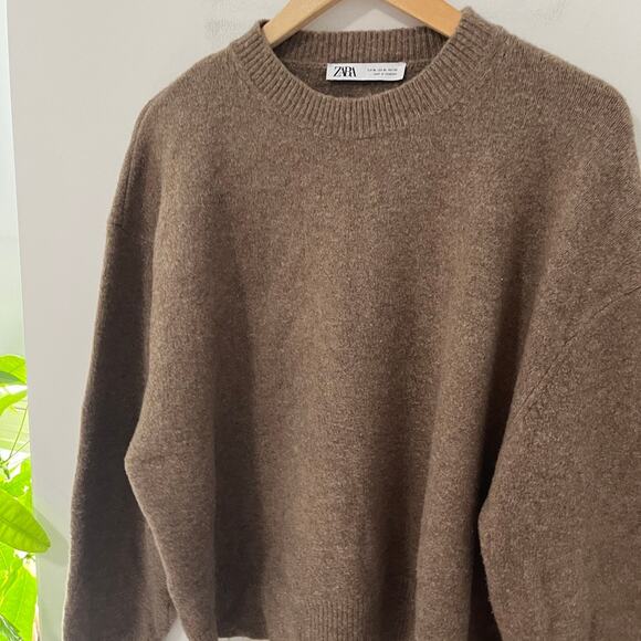 Zara Brown Fuzzy Sweater Size XL - Picture 2 of 5